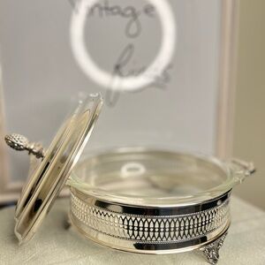 Elegant Silver and Glass Serving Dish